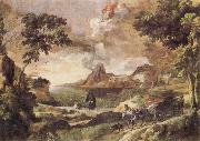 Gaspard Dughet Landscape with St Augustine and the Mystery of the Trinity oil on canvas